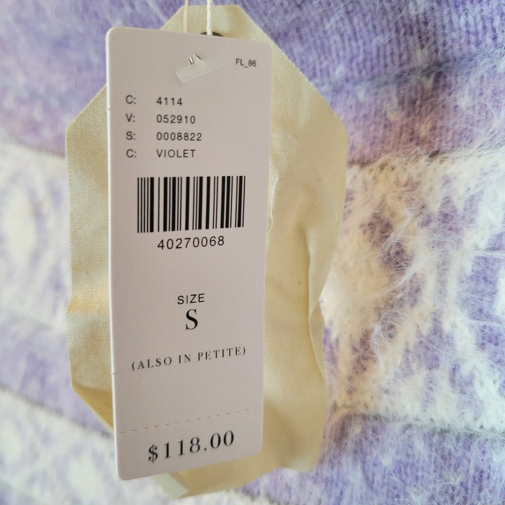 Sleeping on Snow Womens Fair Isle Knit Wool Eyelash Sweater Size Small Purple - Picture 2 of 11